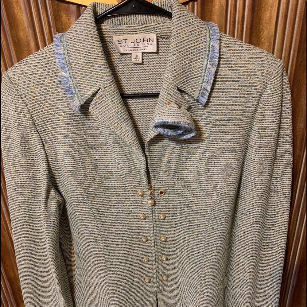St John Collection Blue Jacket & Zip Front Size 6